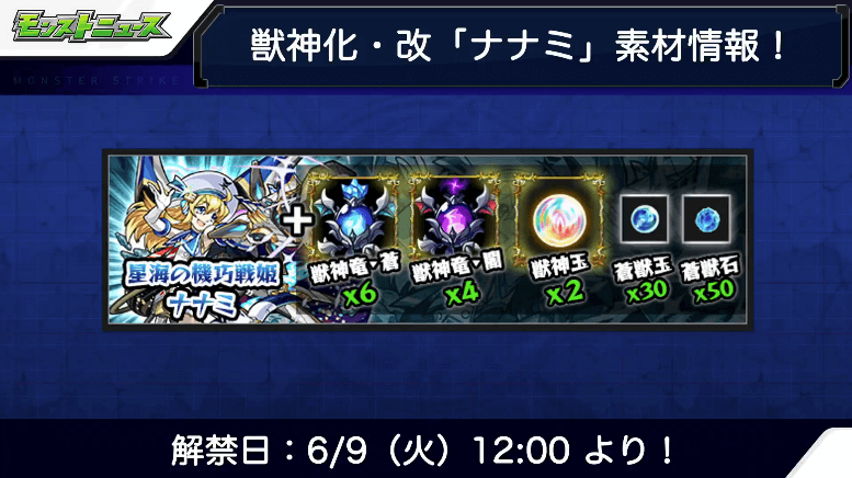 ナナミ改の素材と解禁日