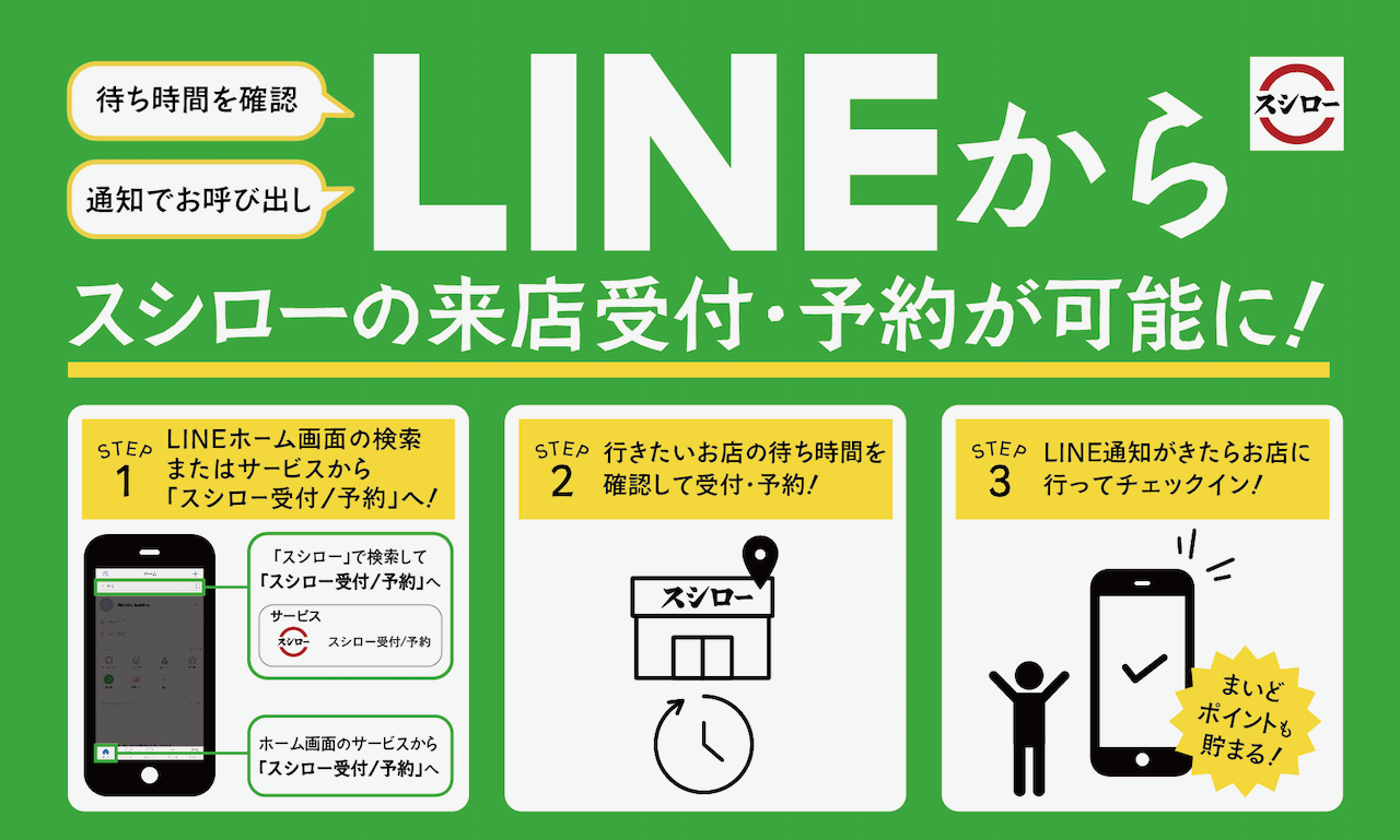 【スシロー】LINEで来店予約ができるように! ポイントもたまる!