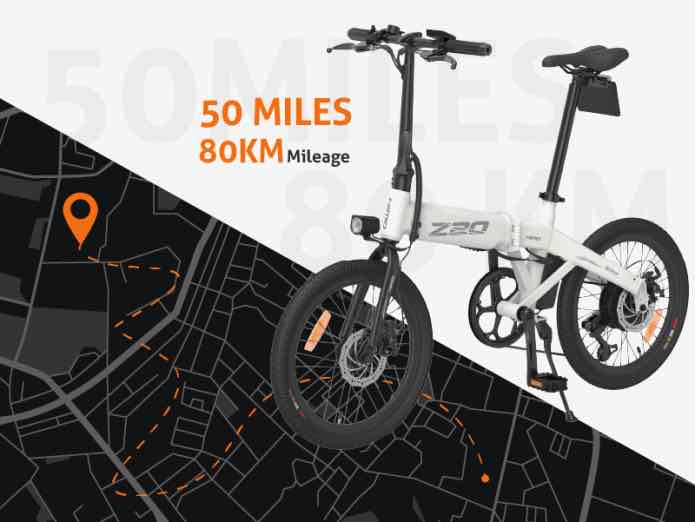 HIMO Z20, Eバイク, 折りたたみ式, 電動自転車, クラウドファンディング,  80kmの走行が可能