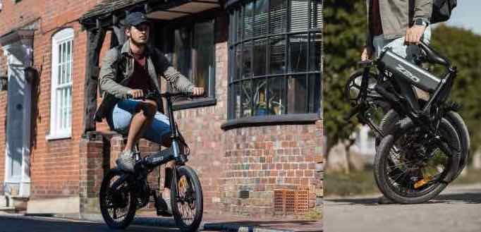 HIMO Z20, Eバイク, 折りたたみ式, 電動自転車, クラウドファンディング, 町を散策する男性