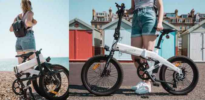 HIMO Z20, Eバイク, 折りたたみ式, 電動自転車, クラウドファンディング, 海辺にいる女性