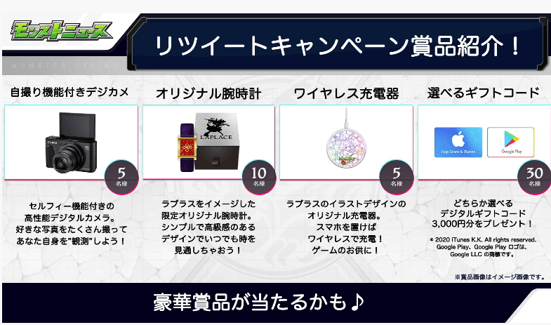 リツイートキャンペーン賞品