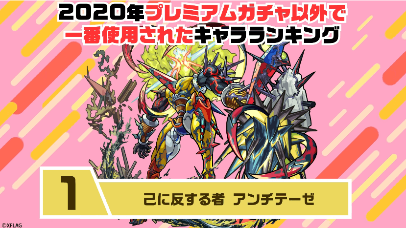 モンストランキング2020降臨キャラ使用回数