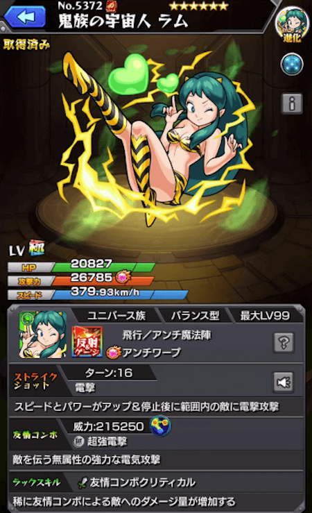 モンストラム(進化)ステータス