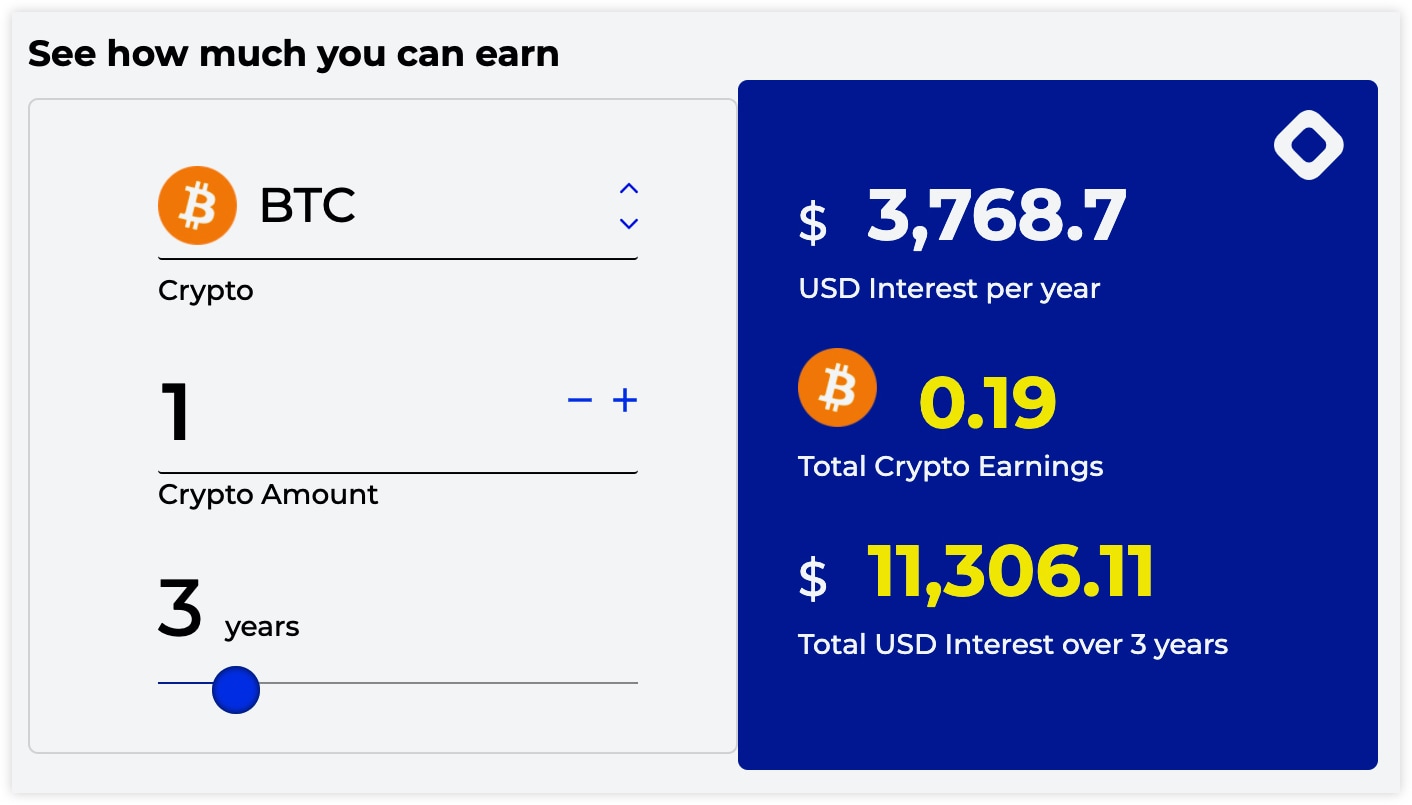 BlockFi、ブロックファイで仮想通貨（暗号資産）をレンディングした場合の金利の例