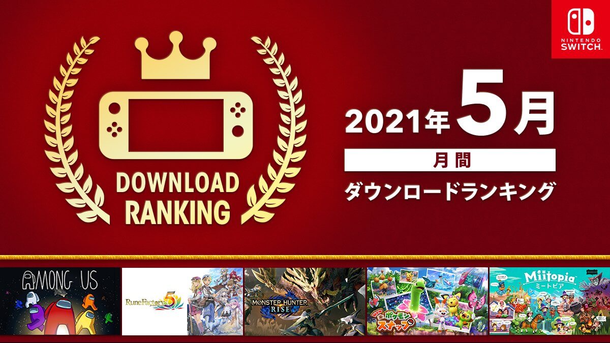 スイッチ5月ダウンロードランキング公開! ルンファク5がランクイン! モンハンライズは何位?