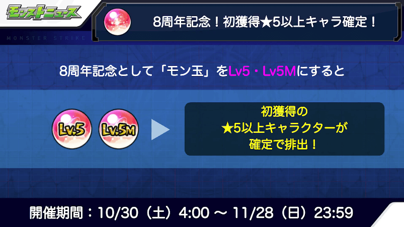 108周年記念!モン玉をLv.5か5Mにすると、初獲得確定