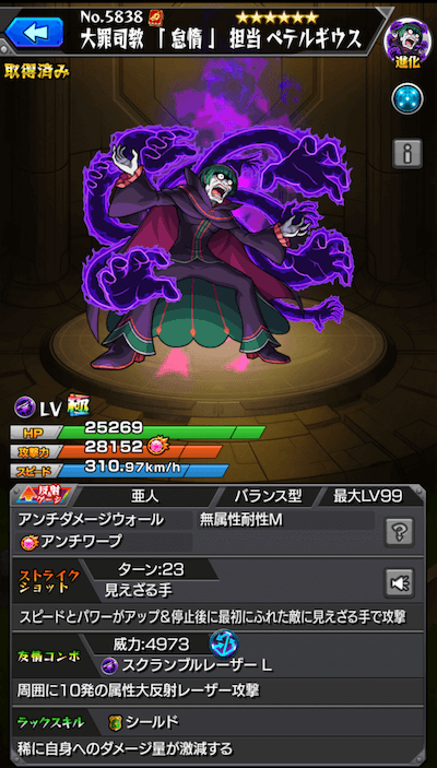 ペテルギウス ステータス