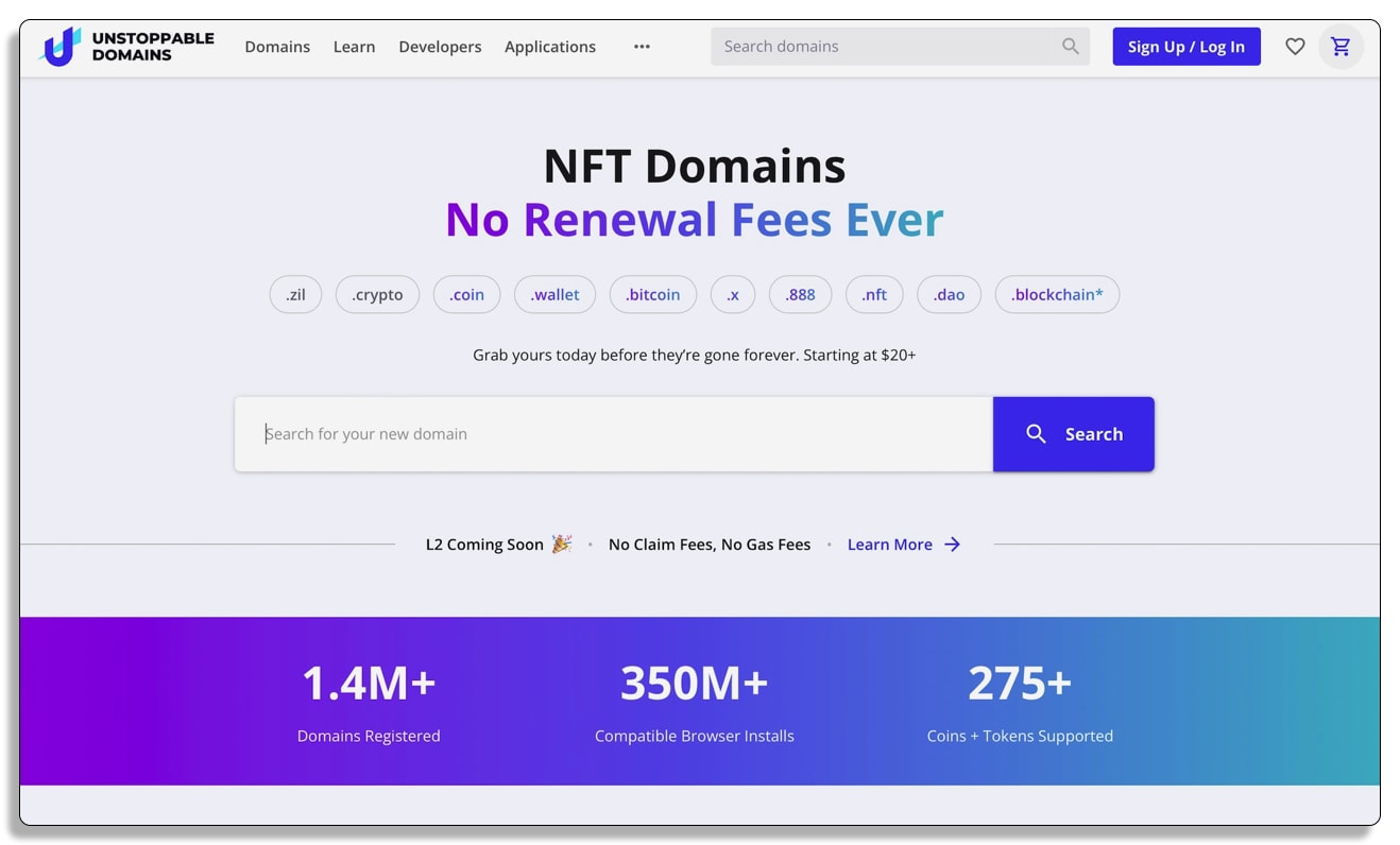 Unstoppable Domains, アンストッパブル ドメイン,仮想通貨,暗号資産,