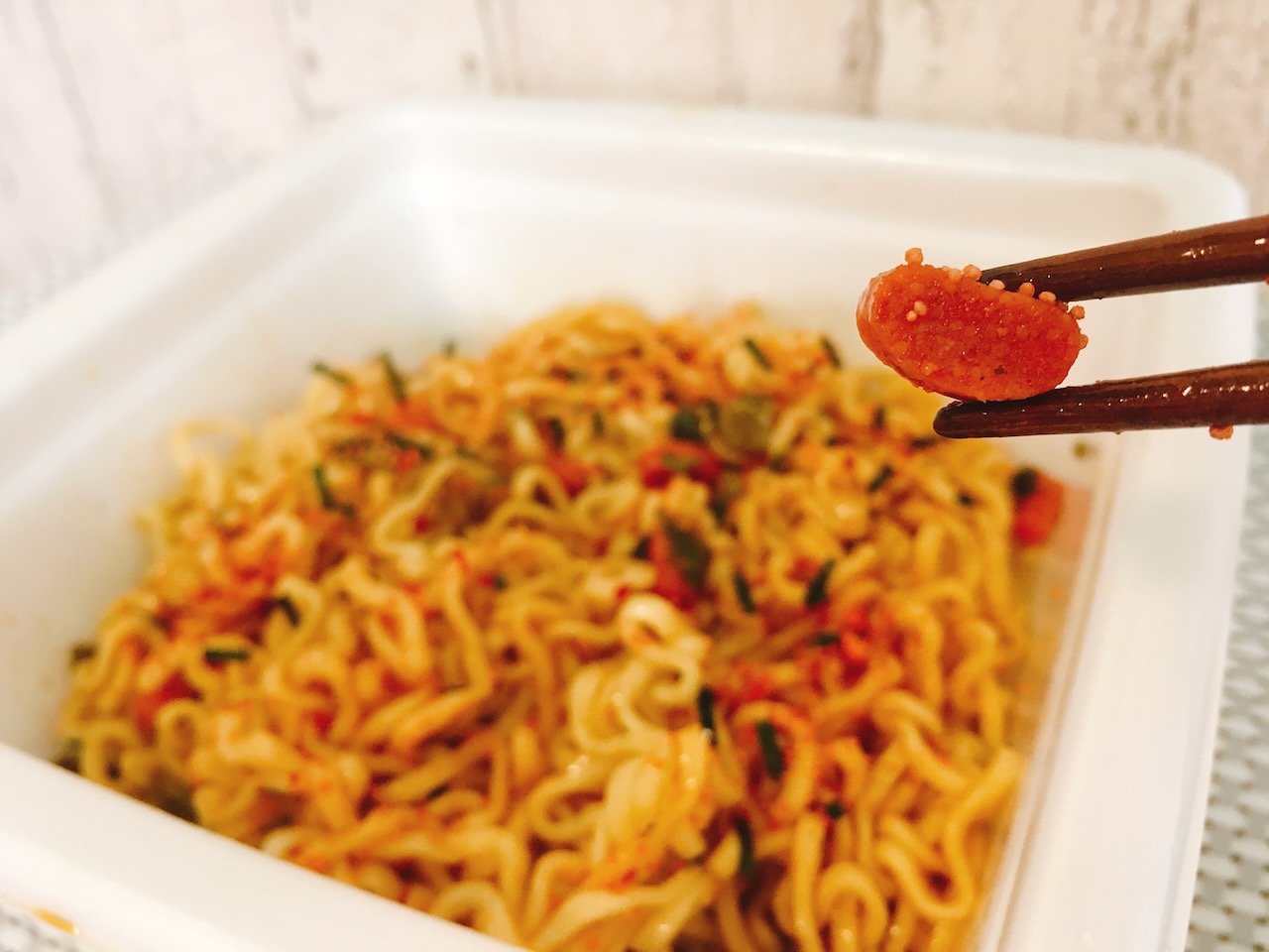 【新商品】コロコロな“ほぼ明太”がかわいいだけじゃなくしっかり旨い!!大砲ラーメン監修「明太高菜とんこつ味まぜそば｣ 食べてみた♪
