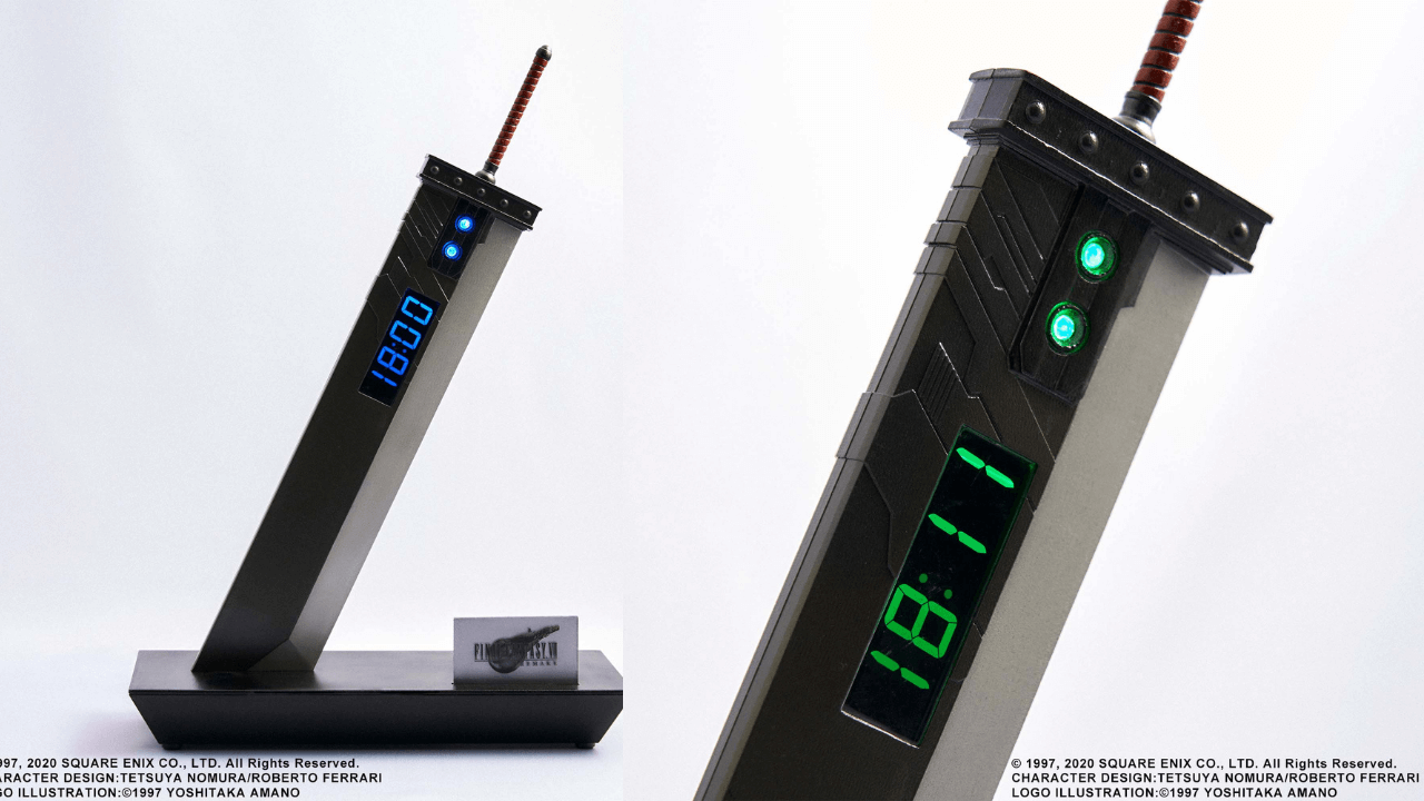 『FF7 リメイク』より、マテリアが光り輝くバスターソードのデジタルクロックが登場!