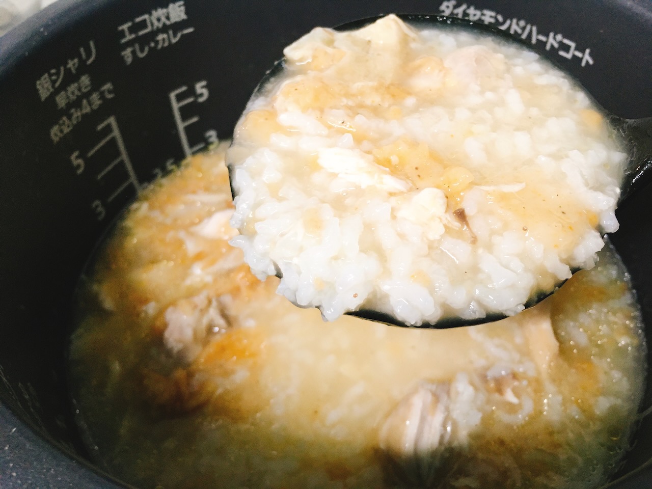 フライドチキンで 「参鶏湯風がゆ」