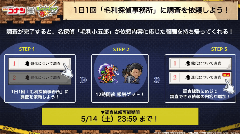 ６おさらい：1日1回、毛利探偵事務所に調査を依頼しよう