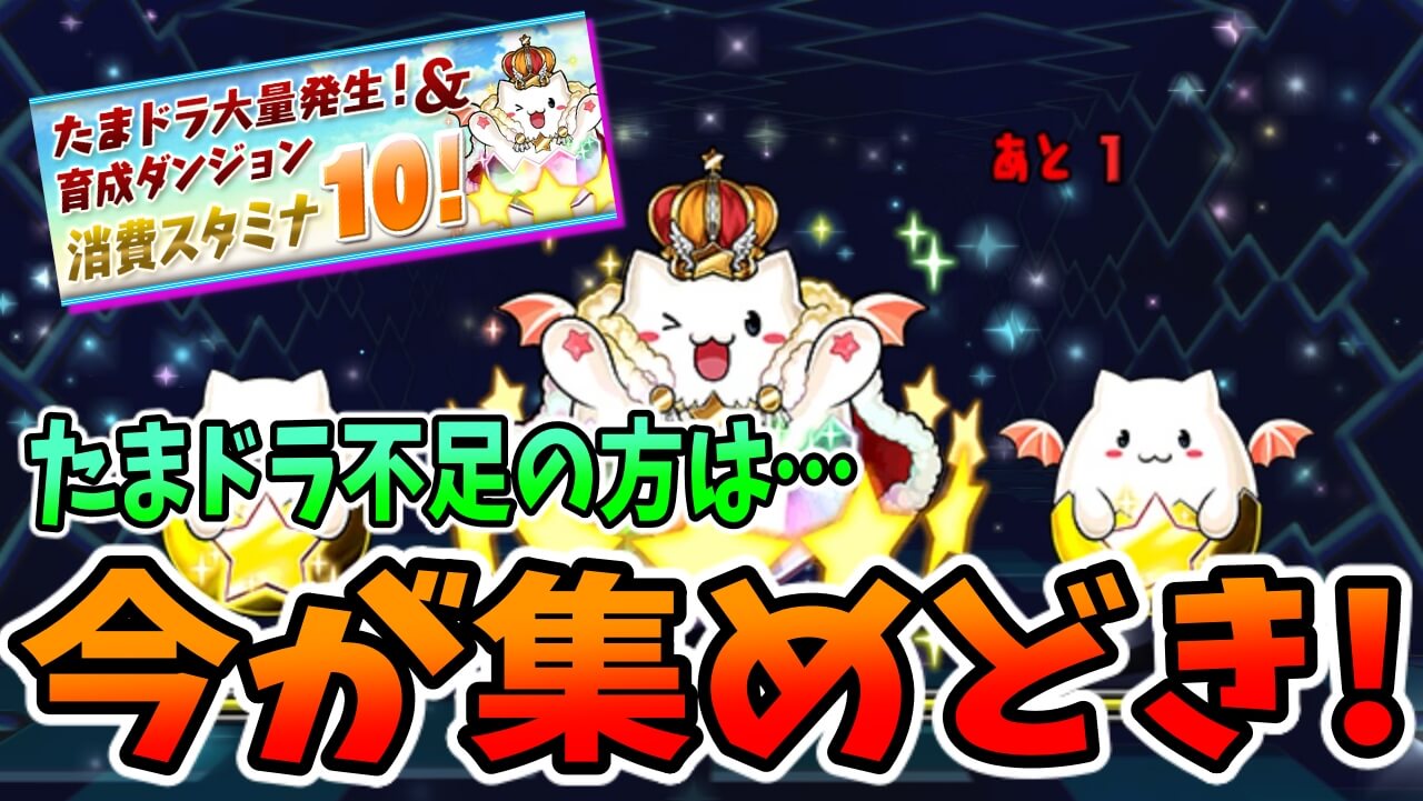 【パズドラ】『たまドラ不足』の方は今が集めどき! 「たまドラ大量発生」の消費スタミナ10 がウマい!