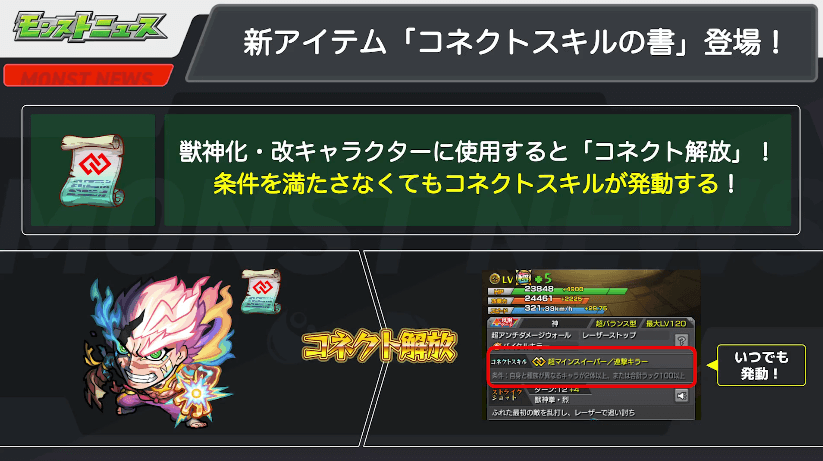 モンストコネクトスキルの書の効果をおさらい