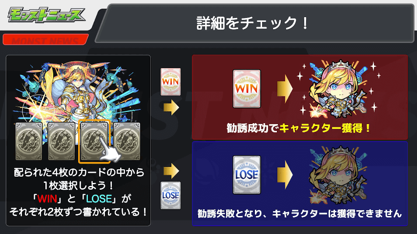 ２２配られたカードから「WIN」が引ければキャラを獲得