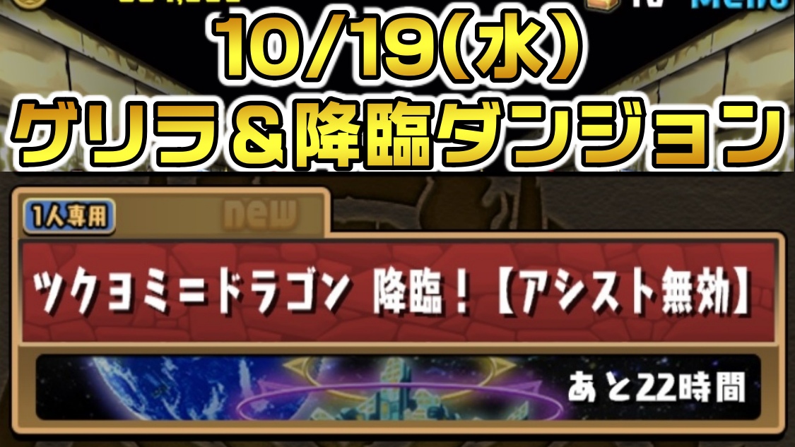 【パズドラ】闇属性の可能性『超転生ヨミドラ』を作ろう! 10/19(水)のゲリラ＆降臨ダンジョン一覧!