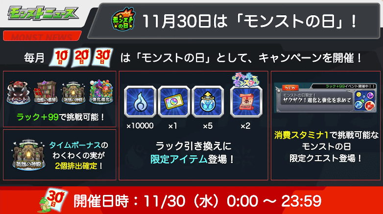 511/30はモンストの日