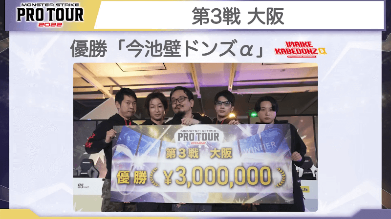 プロツアー情報:第3戦の優勝は「今池壁ドンズα」