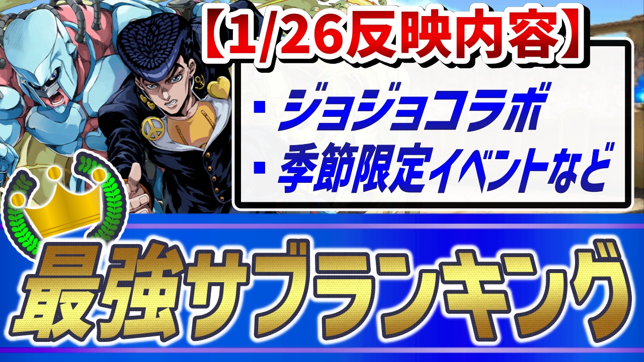 【パズドラ】最強サブランキング『1/26』大変動! 万能すぎるチョッパーの代用などがランクイン!