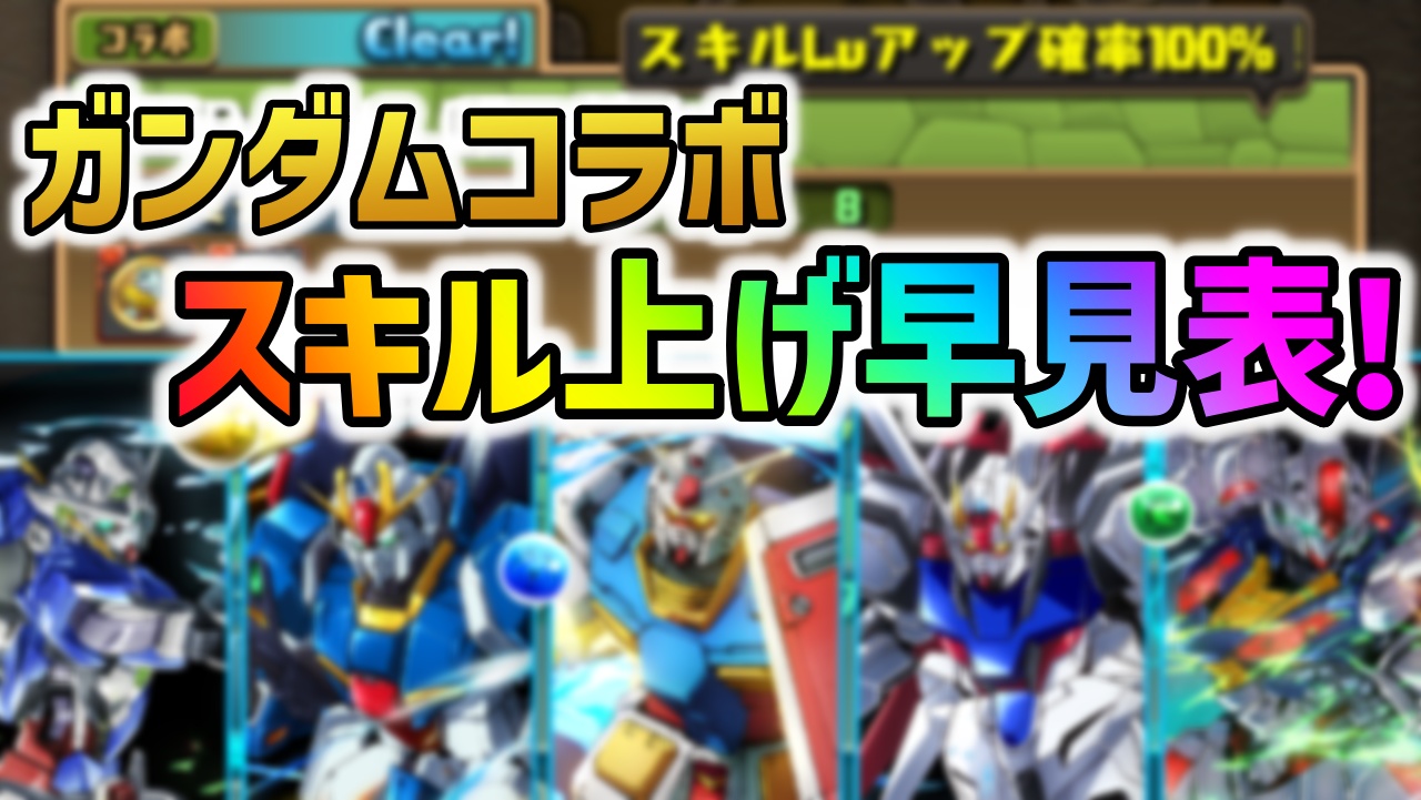 【パズドラ】ガンダムコラボ スキル上げダンジョン早見表! 効率よく最強キャラ達を育成しよう!