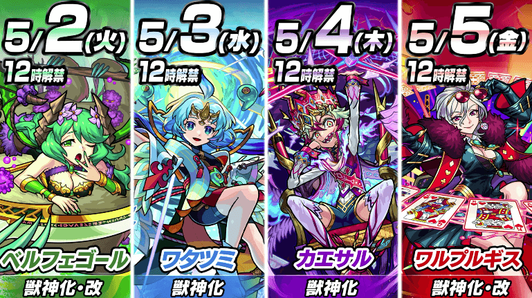 54獣神化と改の解禁日はこちら