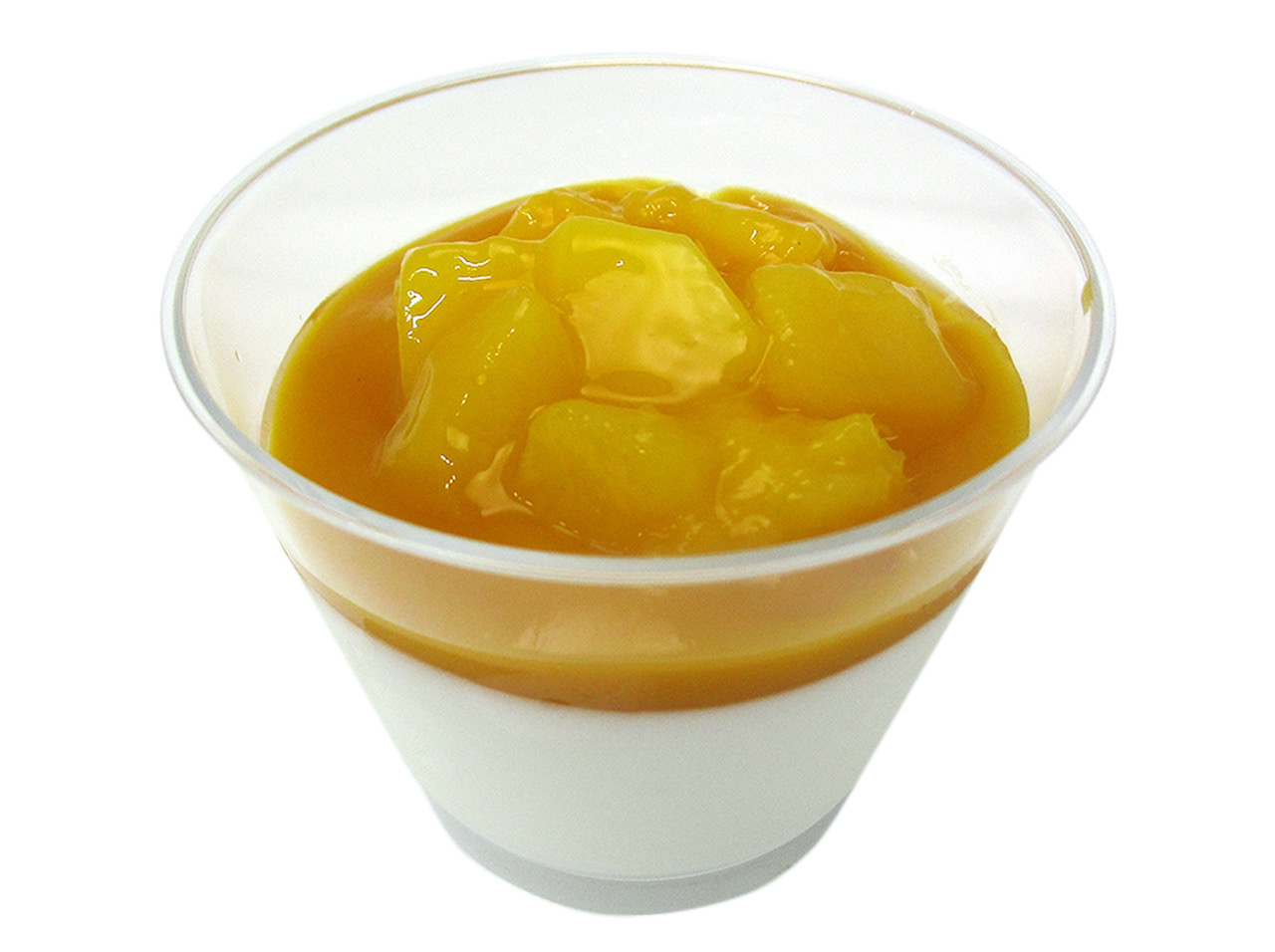 ふんわり食感のレアチーズムースと酸味の効いたマンゴーソースを組み合わせ、見た目にごろっとしたマンゴーが映えるカップスイーツです。