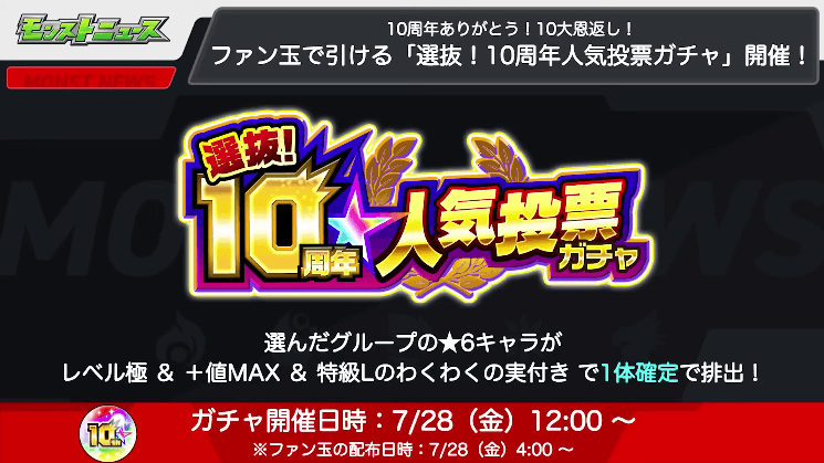 １５10周年人気投票ガチャ 結果発表！