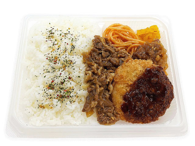 肉盛弁当（メンチかつ・牛焼肉・たれ唐揚げ）