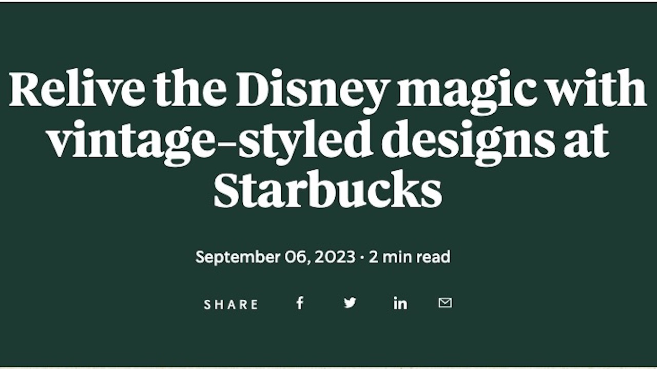 Relive the Disney magic with vintage-styled designs at Starbucks : Starbucks  Stories Asia