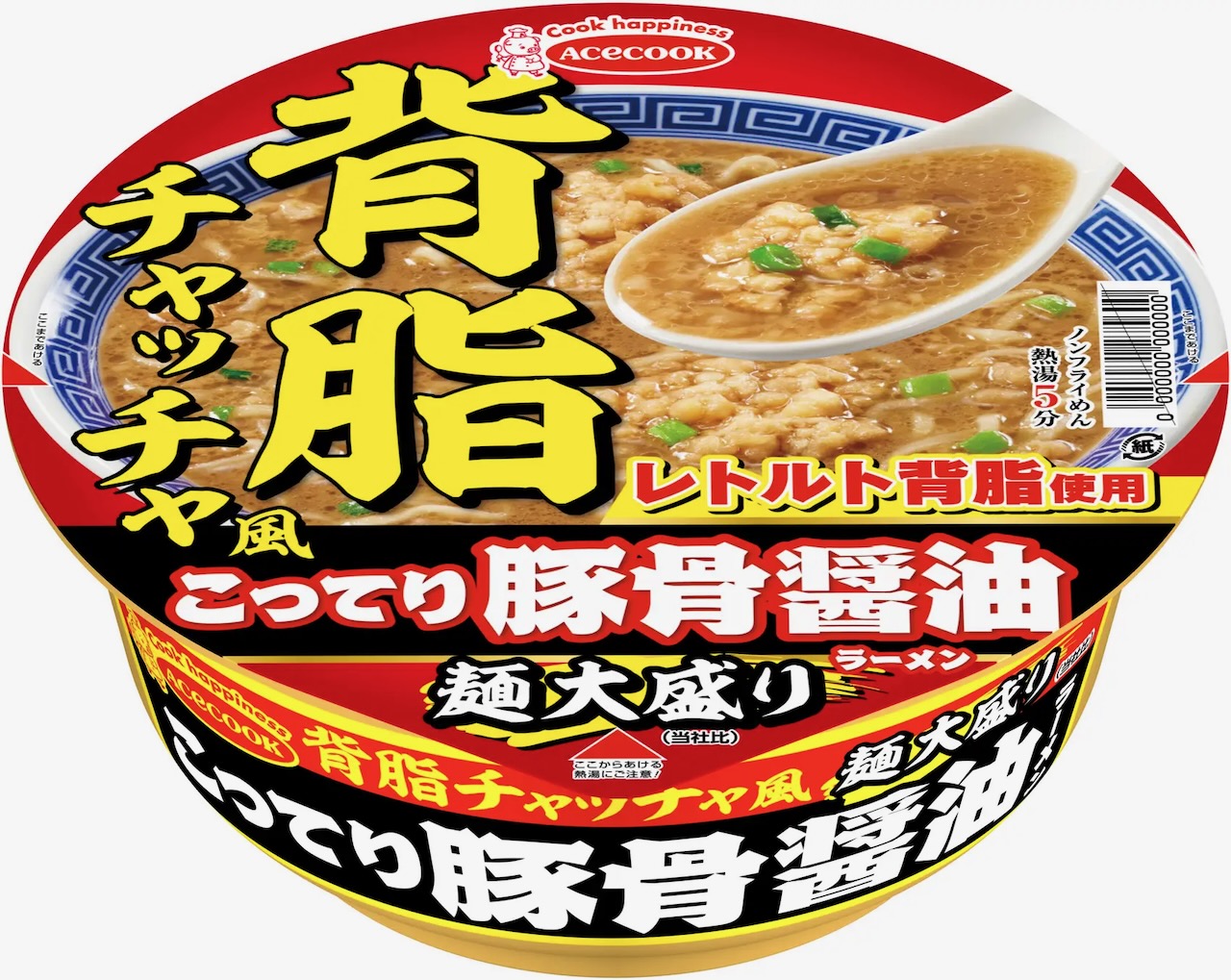 エースコック 背脂チャッチャ風　こってり豚骨醤油ラーメン　麺大盛り