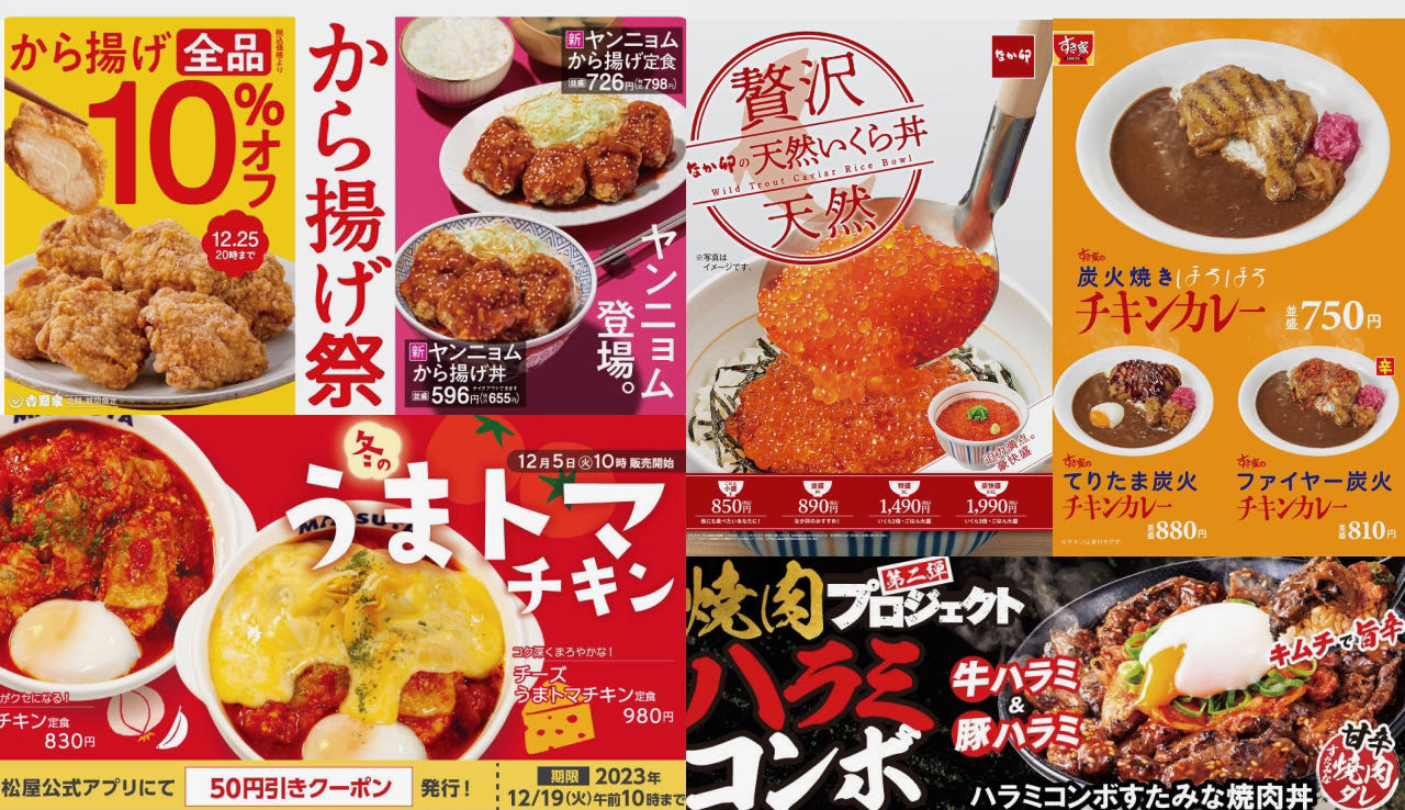 【2023最新】12月“丼チェーン店