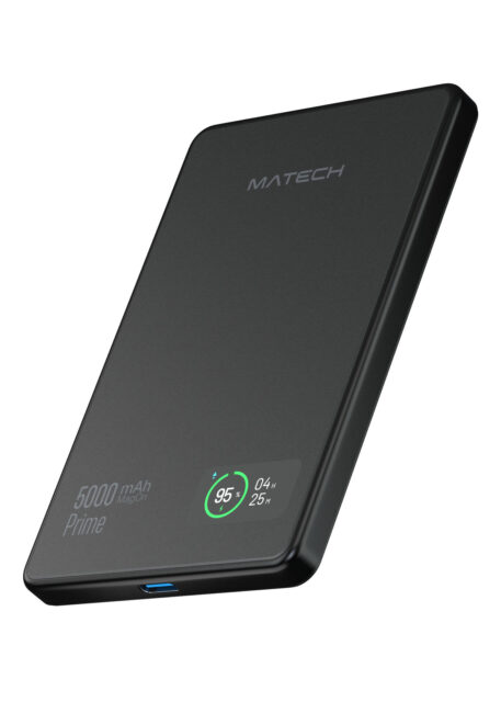 MATECHがQi2対応モバイルバッテリー『MagOn Prime 5000』発売！　厚さ8.7mmでリアルタイム残量表示搭載