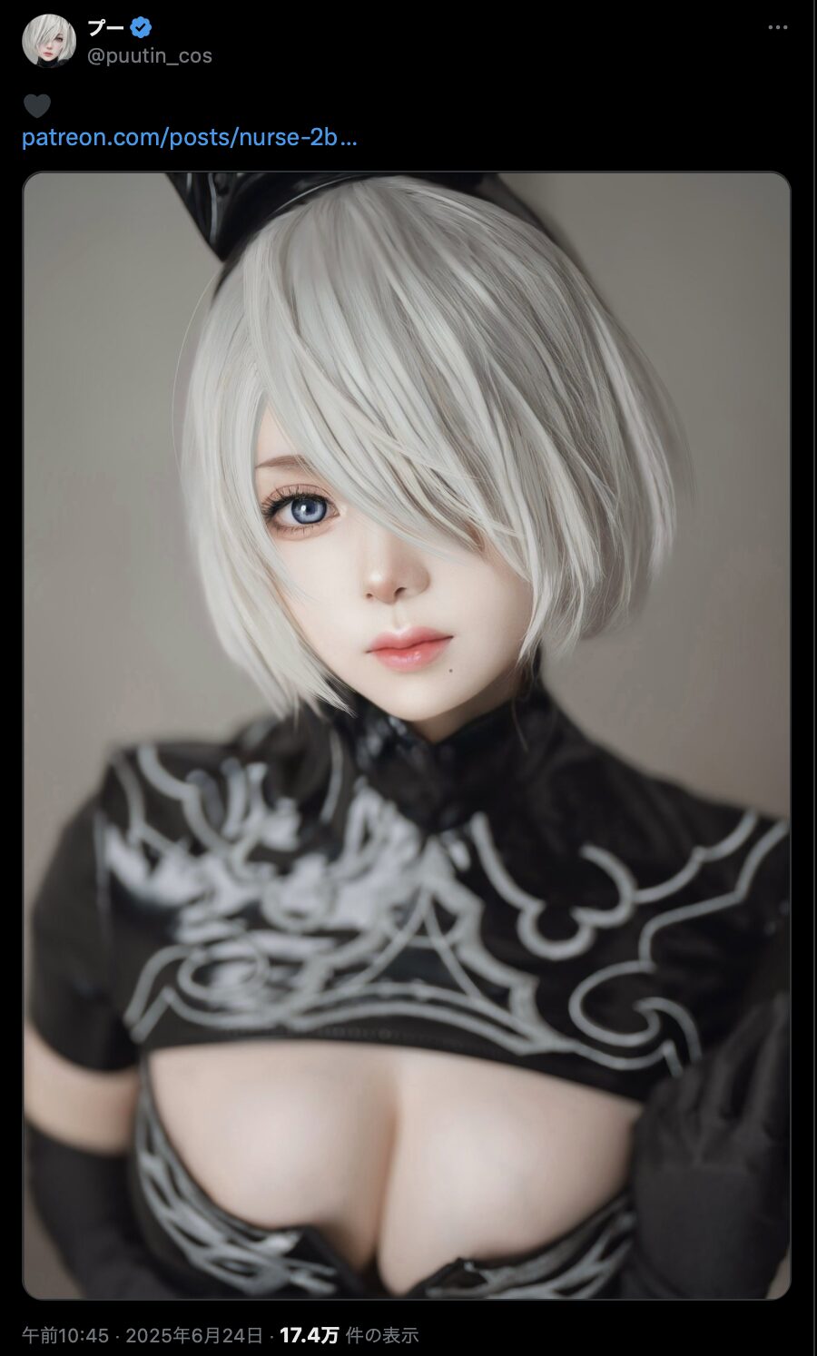 美しい眼差しで魅了！　プー、『NieR:Automata』2Bの完璧なコスプレを披露