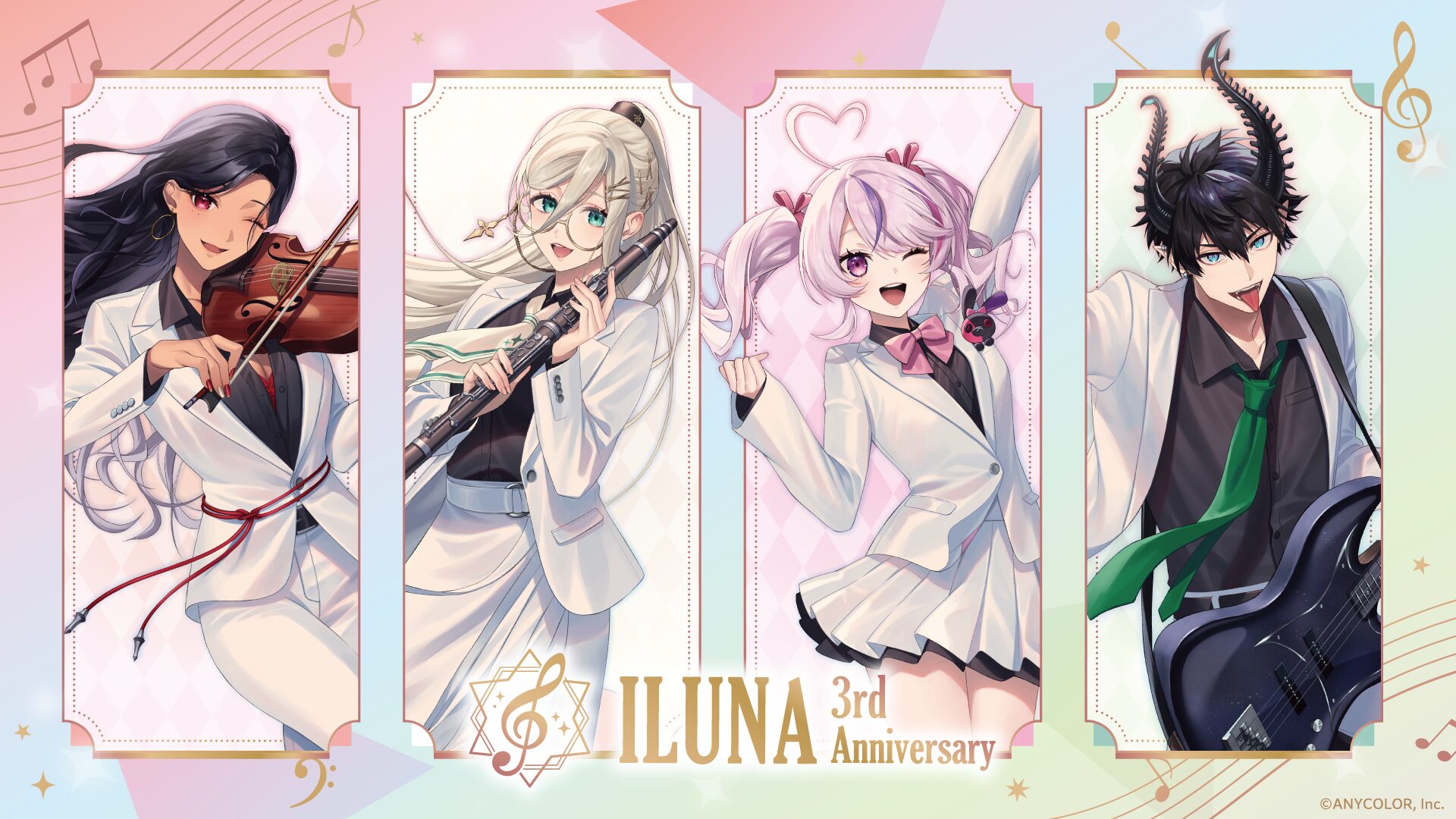「NIJISANJI EN」の人気ユニット『ILUNA』3周年記念グッズが全世界販売決定！　バンドテーマの描き下ろしイラスト使用