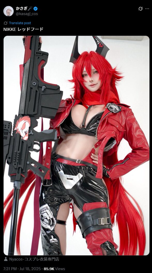 本物レベルの完成度！　かさぎ、『勝利の女神：NIKKE』レッドフードの圧巻コスプレ写真を公開