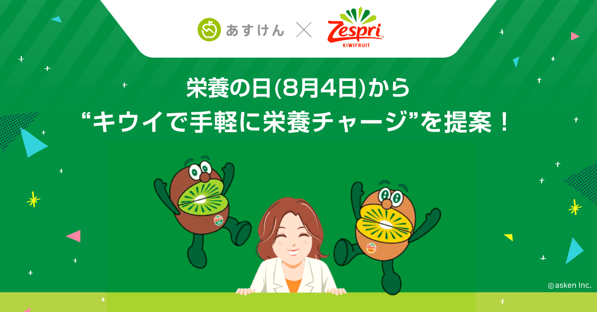 あすけん×ゼスプリ、キウイで栄養改善キャンペーン開始！　お弁当にフルーツで健康スコア22%向上