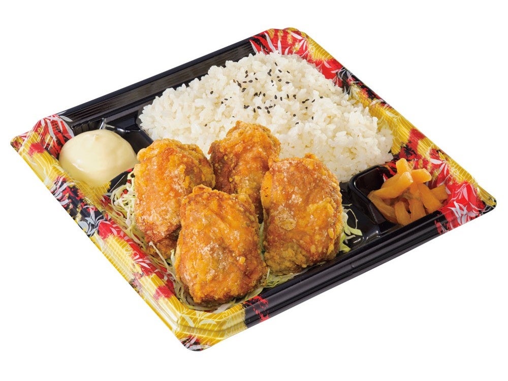記事画像3: 鶏のからあげ弁当、ごはん、マヨネーズ