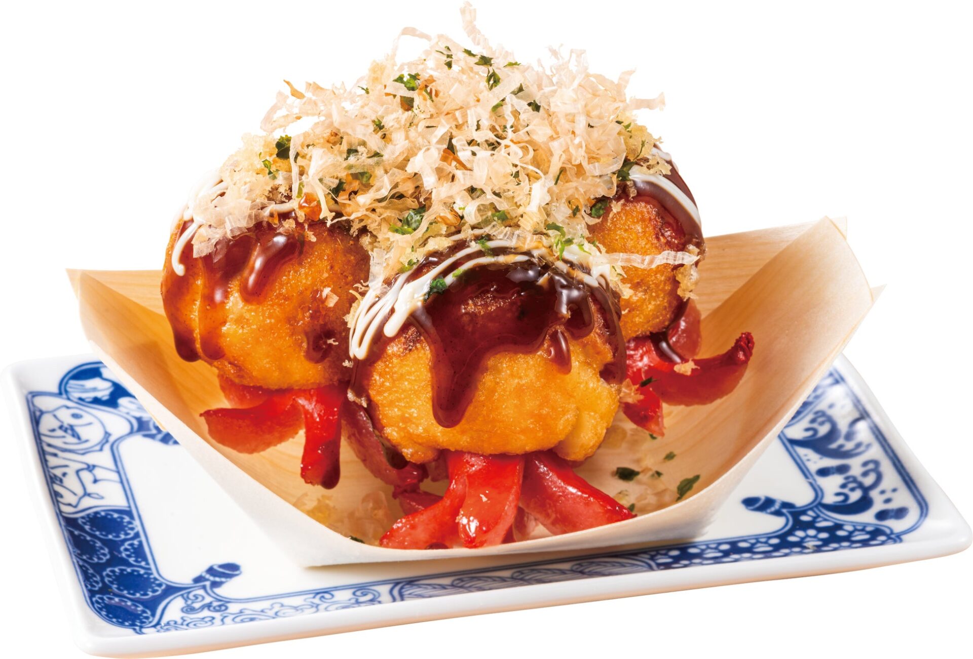 記事画像5: たこ焼きにソースとマヨネーズがかかっている