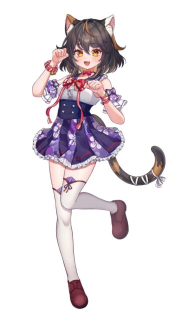 記事画像3: 猫耳と尻尾を持つアニメ風の女の子のイラスト。