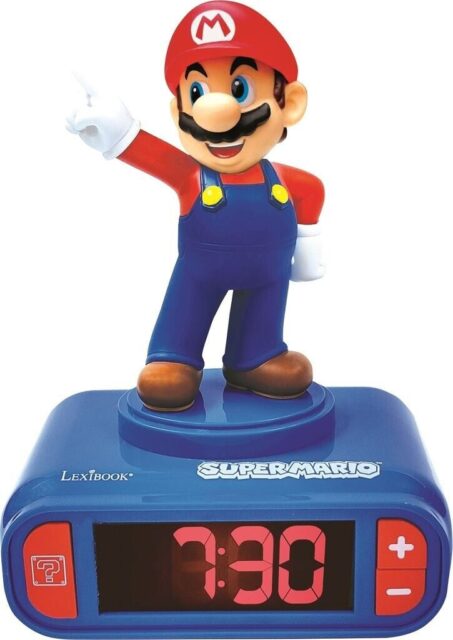 記事画像2: スーパーマリオのフィギュア付き目覚まし時計。デジタル表示。