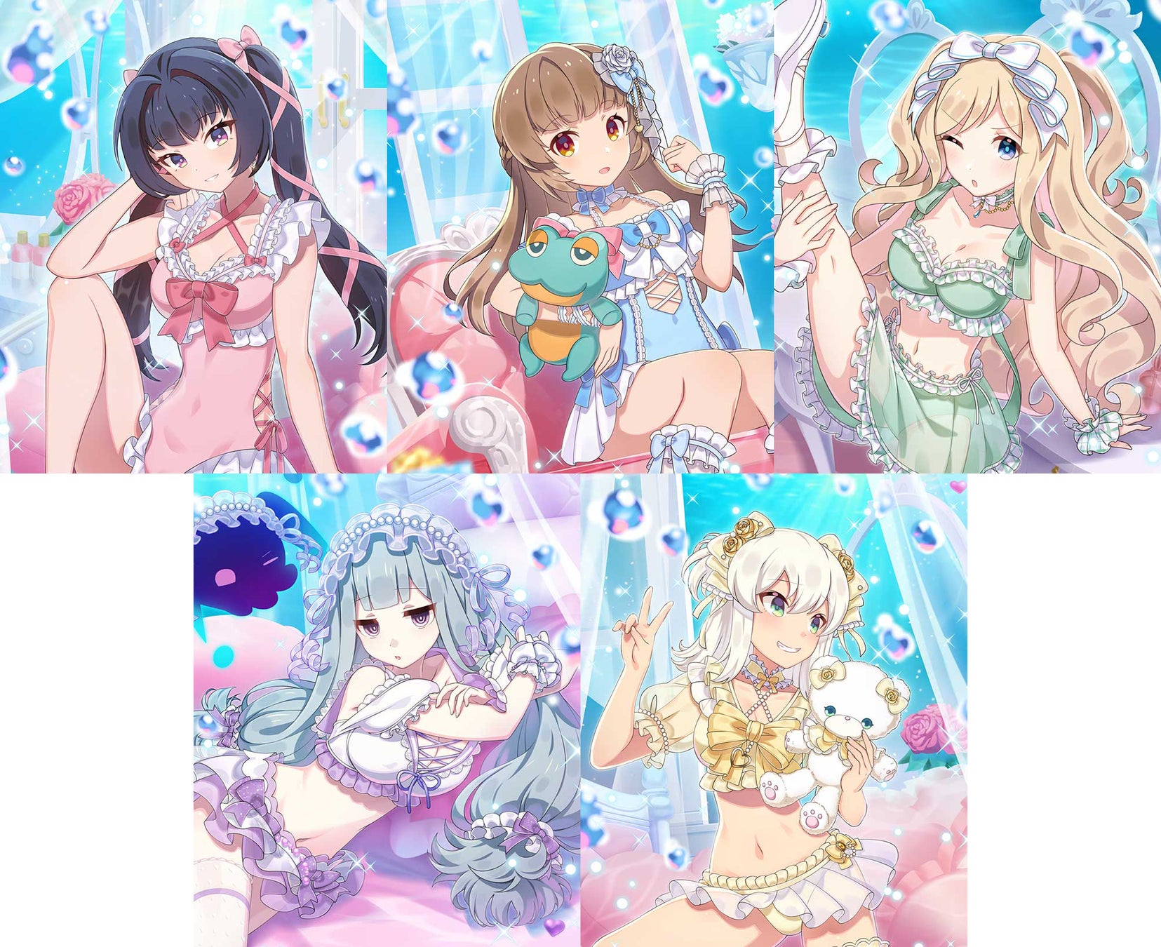 記事画像8: 4人のアニメ風の女の子たちが、可愛らしい衣装を着てポーズをとっています。