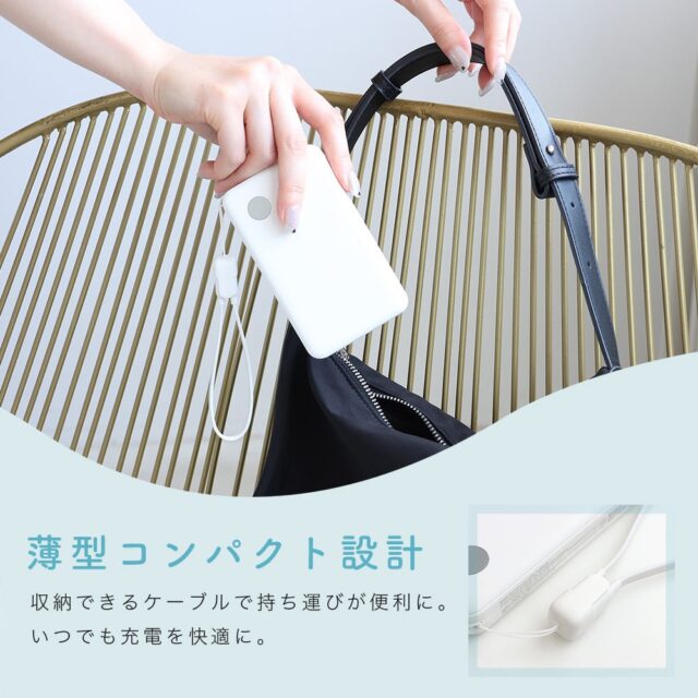 記事画像3: 薄型コンパクトなモバイルバッテリーとケーブルが収納されている画像