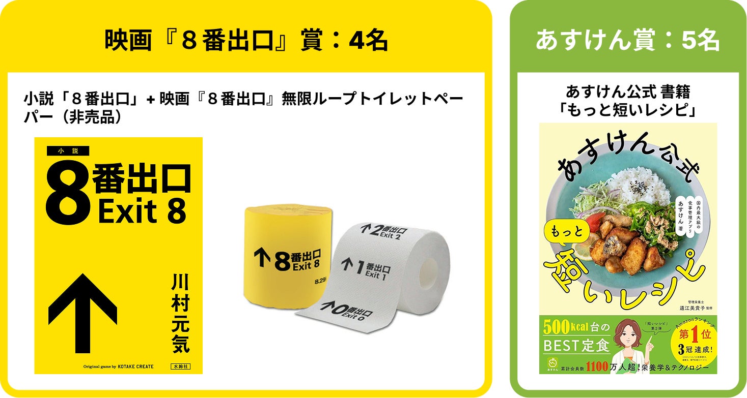 記事画像3: 映画「8番出口」関連グッズと、あすけん公式書籍「もっと短いレシピ」の紹介