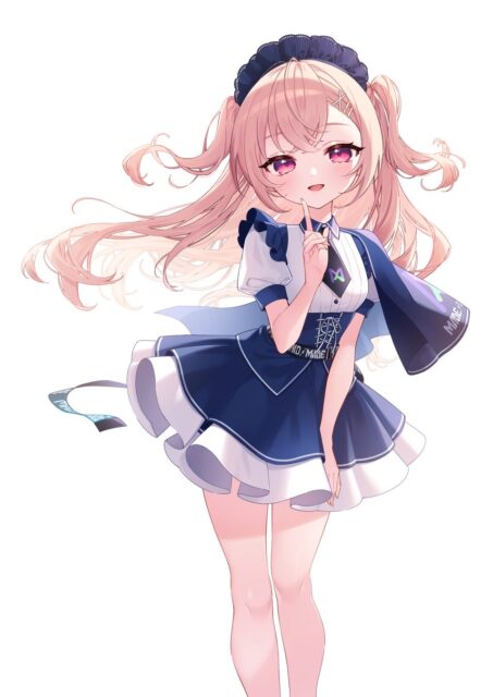 記事画像2: アニメ風のメイド服を着たピンク髪の少女が指で「シー」のジェスチャーをしている。