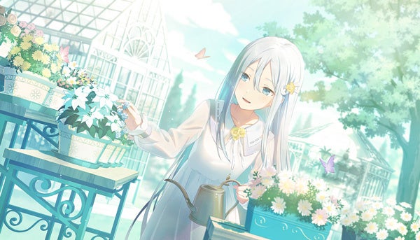 記事画像4: アニメ風の少女が温室で花に水をやっている