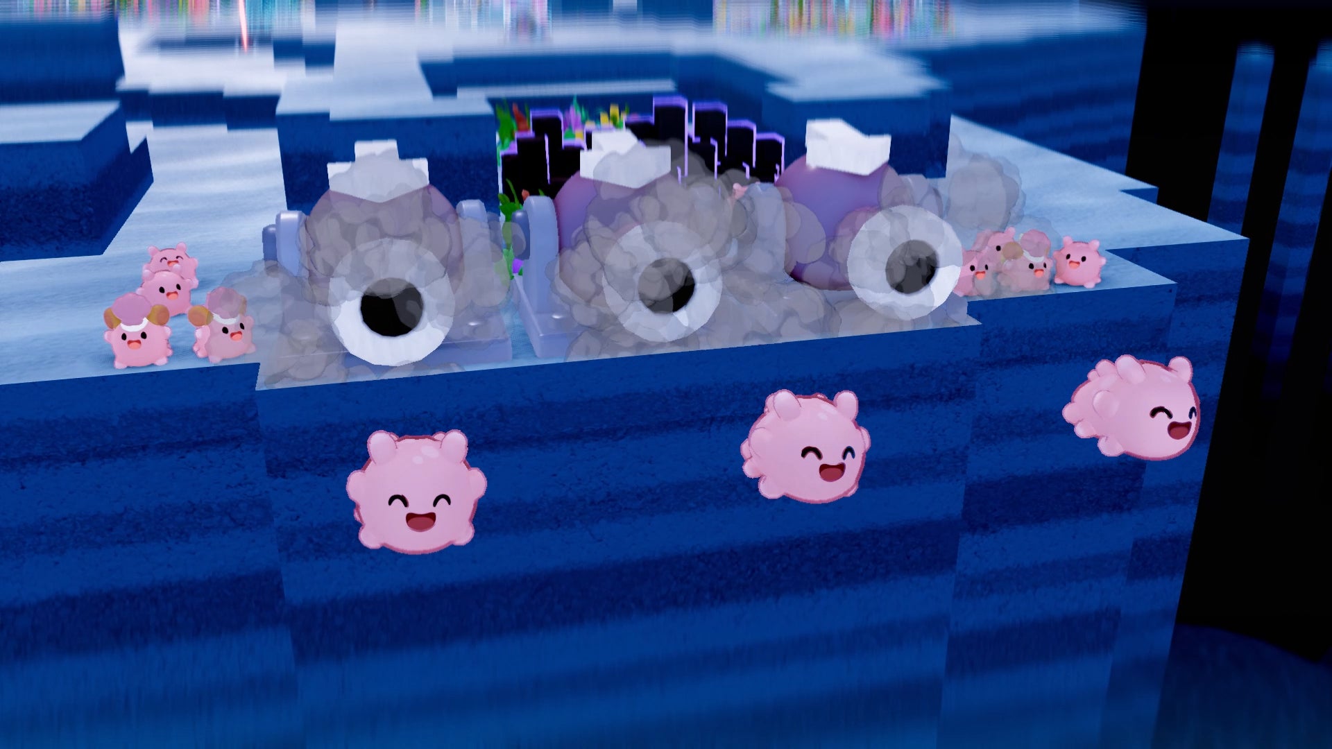 記事画像5: ピンクのキャラクターと砲台の3Dレンダリング