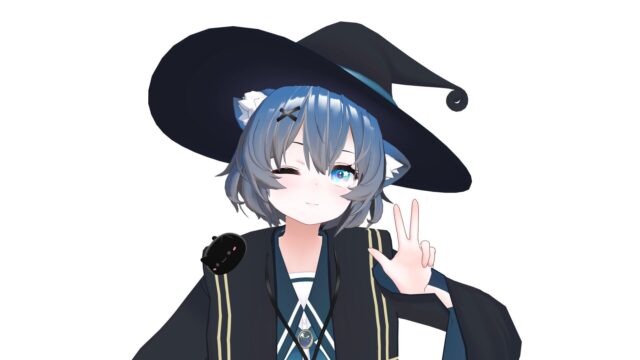 記事画像4: 魔女の帽子をかぶった猫耳のキャラクターがピースサインをしている