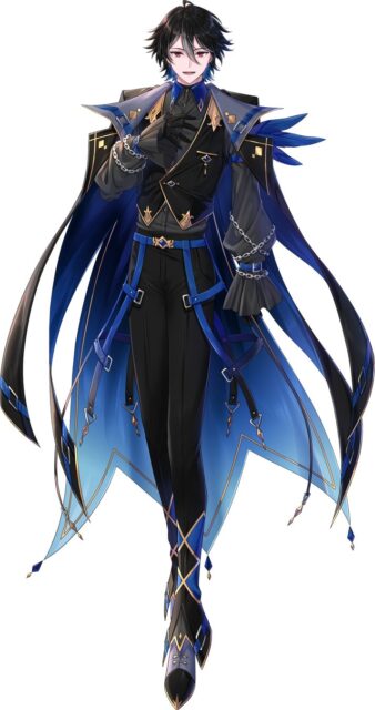 記事画像3: 青と黒の衣装を着た男性キャラクターのイラスト