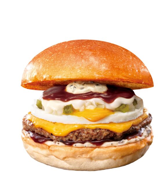 記事画像3: 美味しそうなハンバーガーのアップ。厚みがあり、具材が豊富。